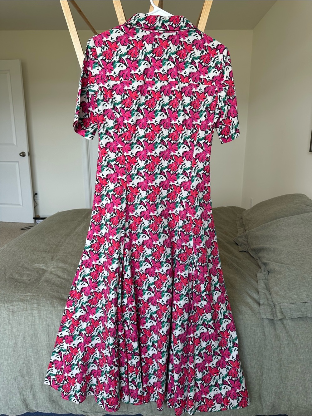 Jonathan Cohen Floral Pink Short-Sleeve Shirt Dress Small - Picture 6 of 8